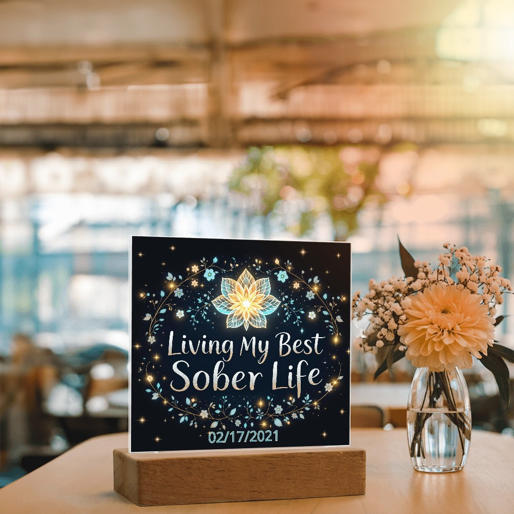 Living My Best Sober Life Custom LED Acrylic Plaque