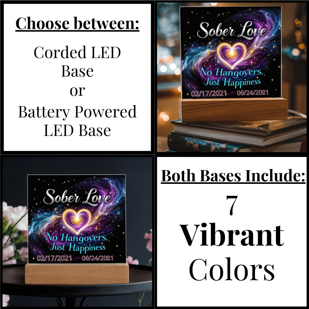 LED Sober Love  - Custom Couple Sobriety Dates