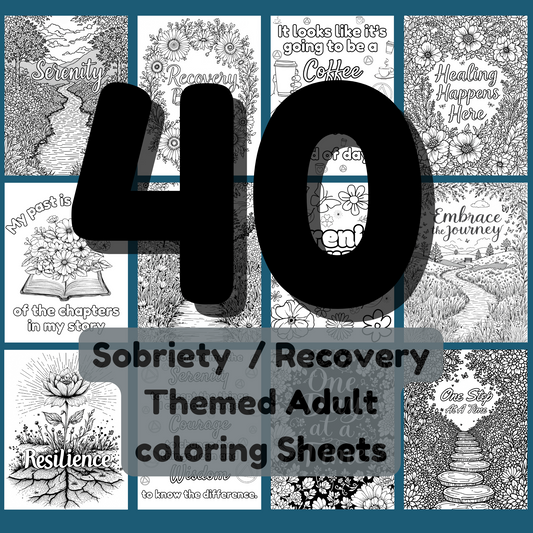 40 Sobriety & Recovery Coloring Pages - Instant Download