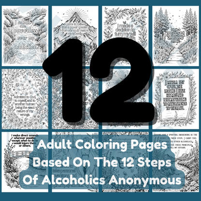 12-Step Recovery Coloring Pages – Digital Download for Reflection