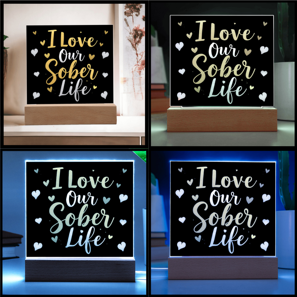 Celebrate Your Sober Journey Together - LED Square Acrylic Plaque