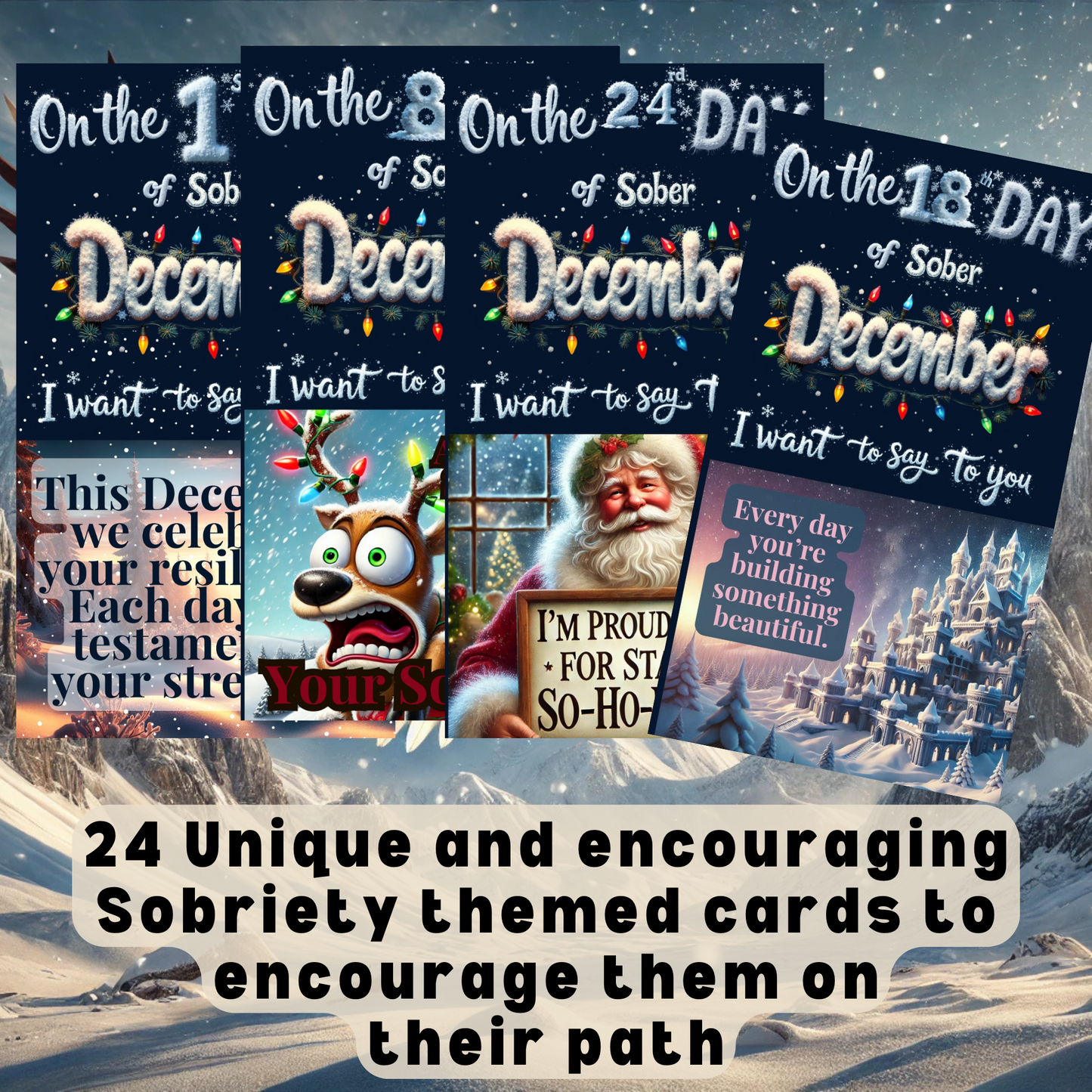 Sober Advent Calendar - 24 Days of Encouragement for a Sober December ~ Digital File