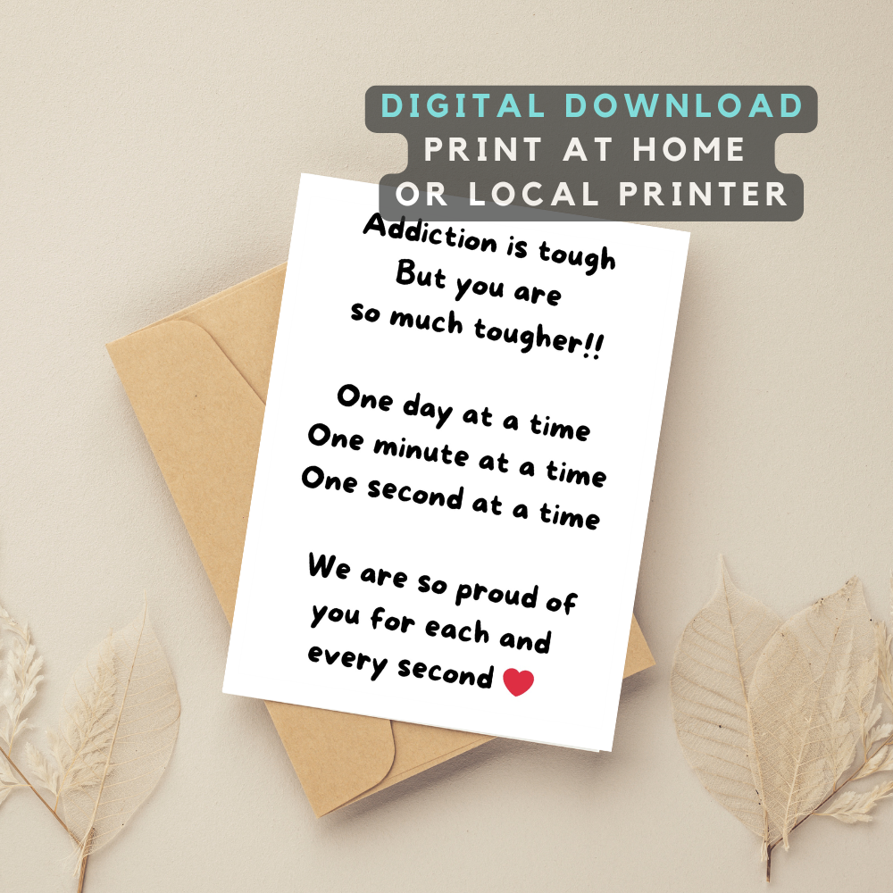 Encouraging Card For Someone In Recovery- Digital Download - Teetotaler Sobriety Encouraging Design For Sober Birthday / Anniversary