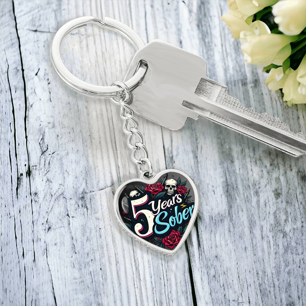 Celebrate 5 Years Sober Keychain ~ Personalized Milestone Gift