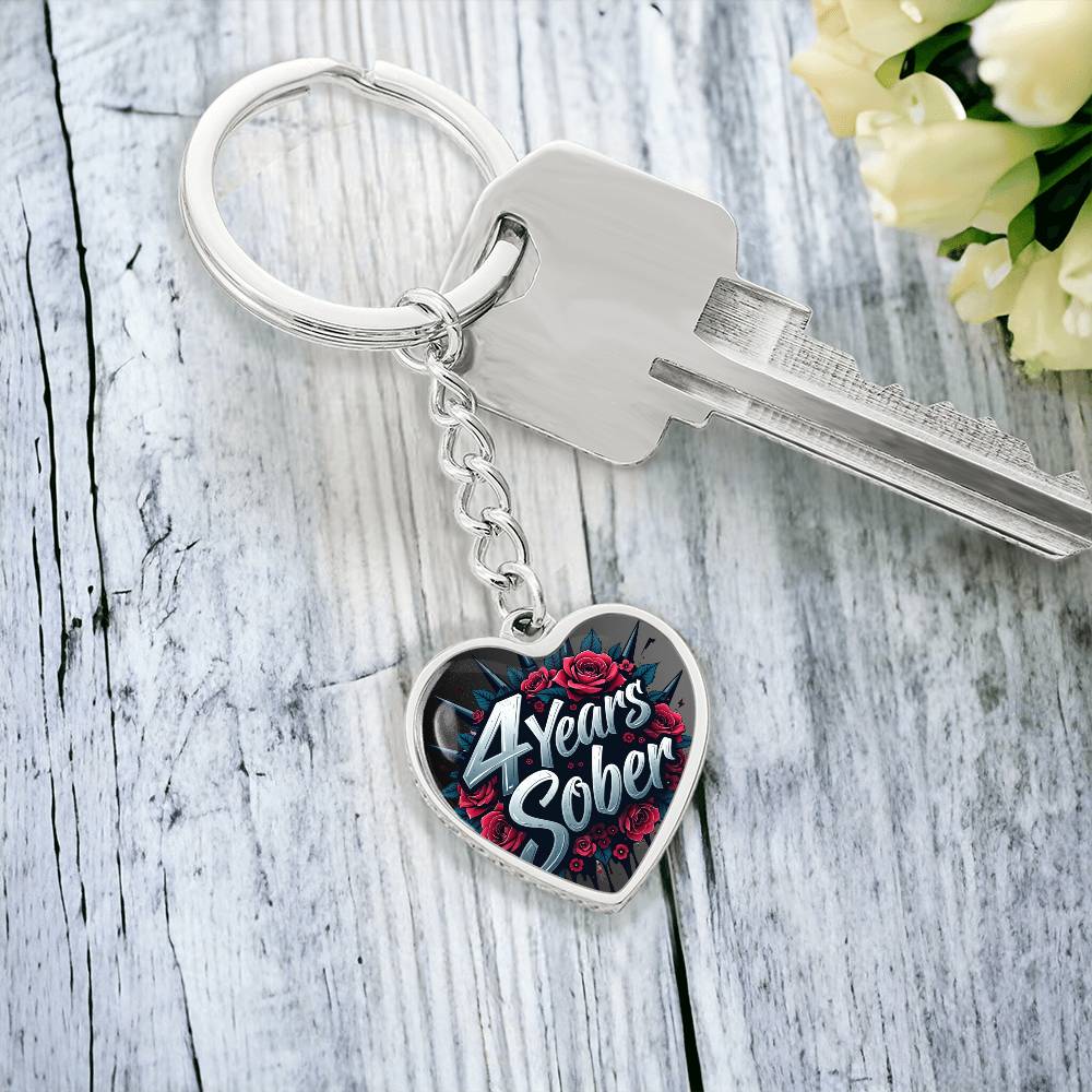 Celebrate four Years Sober Keychain ~ Personalized 4 Year Milestone Gift