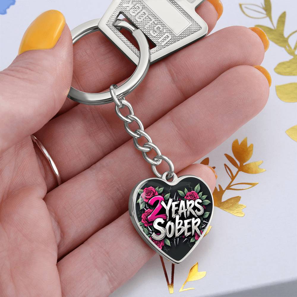 Celebrate Two Years Sober Keychain ~ Personalized 2 Year Milestone Gift