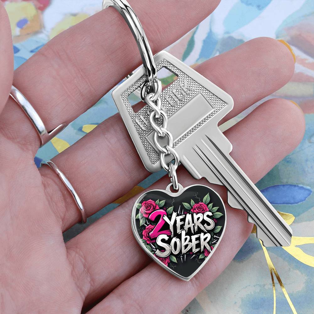 Celebrate Two Years Sober Keychain ~ Personalized 2 Year Milestone Gift