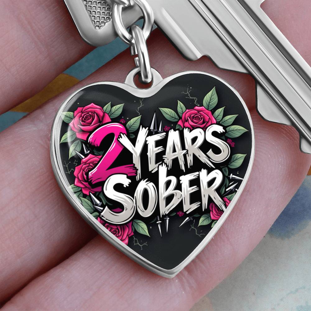 Celebrate Two Years Sober Keychain ~ Personalized 2 Year Milestone Gift