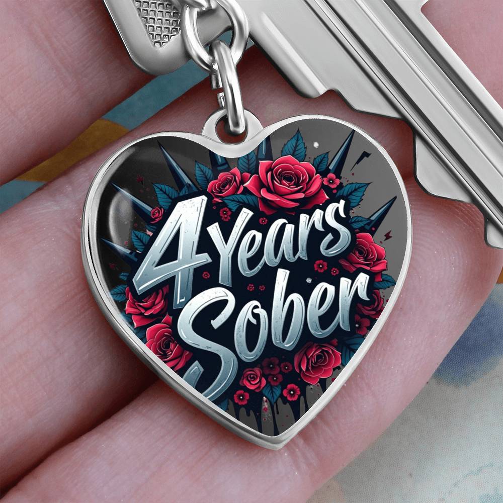 Celebrate four Years Sober Keychain ~ Personalized 4 Year Milestone Gift