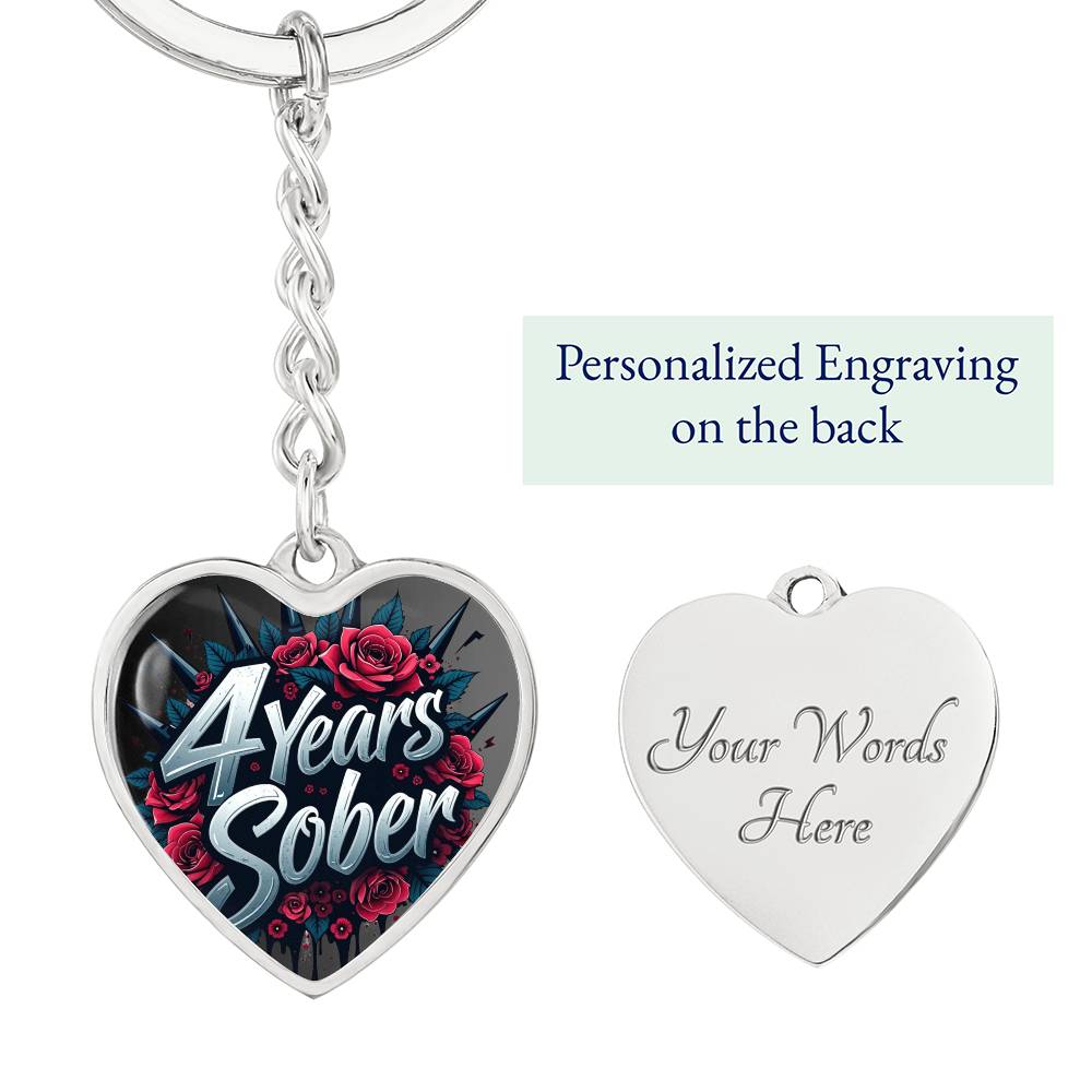 Celebrate four Years Sober Keychain ~ Personalized 4 Year Milestone Gift