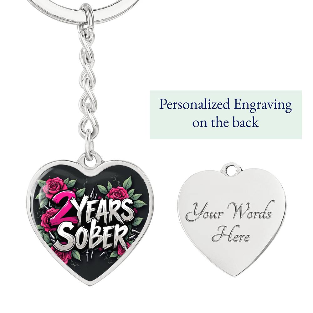 Celebrate Two Years Sober Keychain ~ Personalized 2 Year Milestone Gift