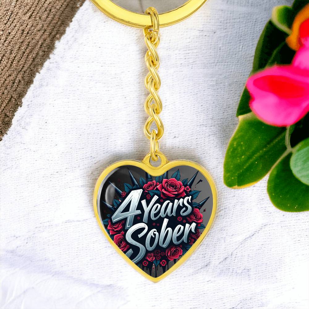 Celebrate four Years Sober Keychain ~ Personalized 4 Year Milestone Gift