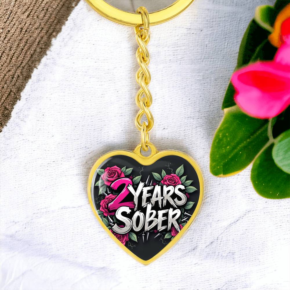 Celebrate Two Years Sober Keychain ~ Personalized 2 Year Milestone Gift