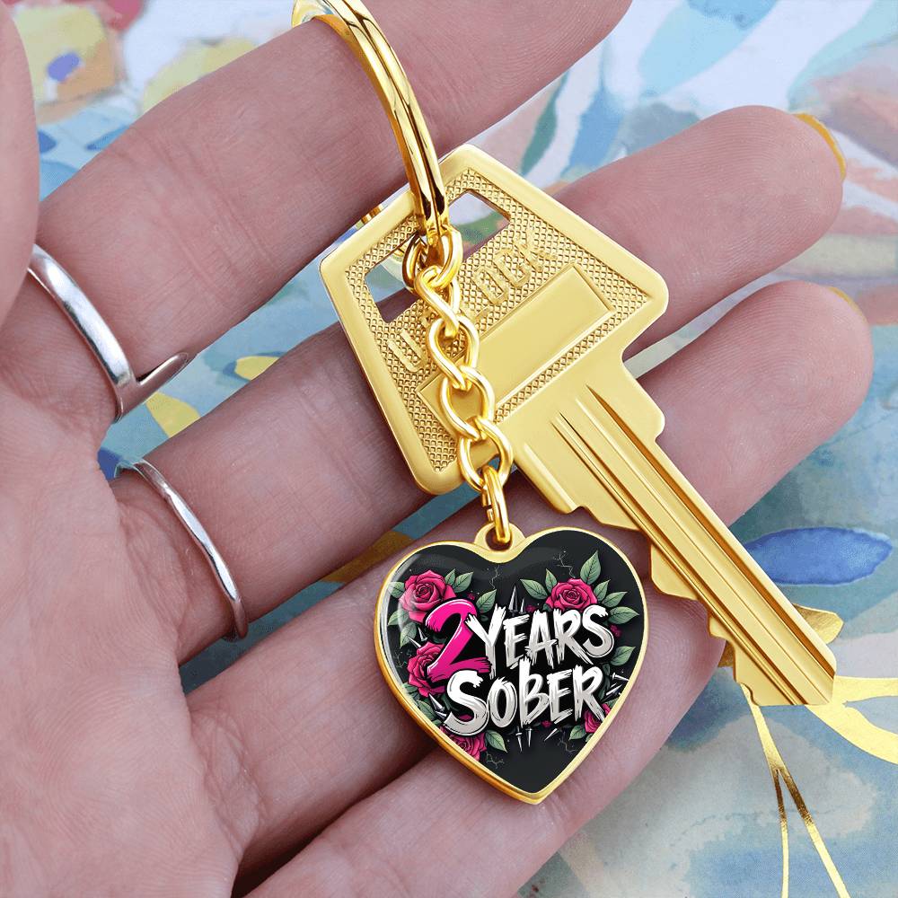 Celebrate Two Years Sober Keychain ~ Personalized 2 Year Milestone Gift