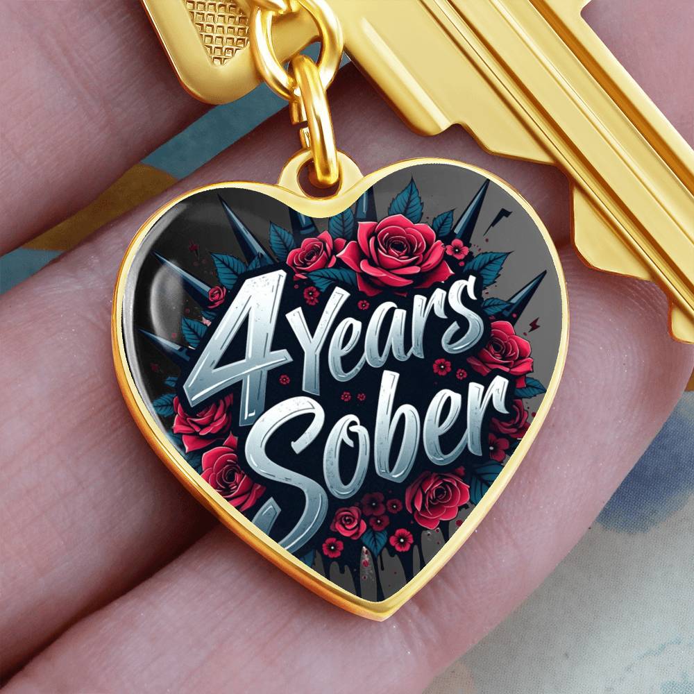 Celebrate four Years Sober Keychain ~ Personalized 4 Year Milestone Gift