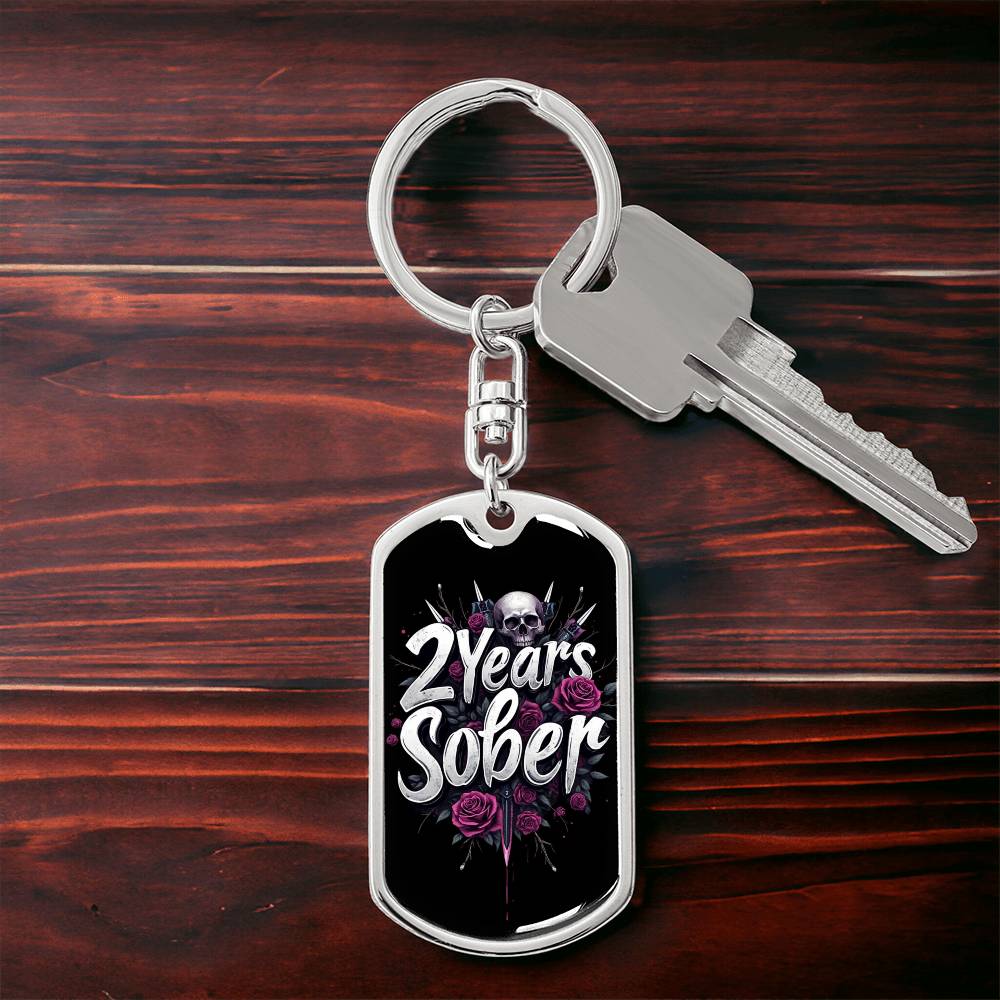 Custom 2 Years Sober Keychain - Edgy Design with Personalization for Recovery Milestones