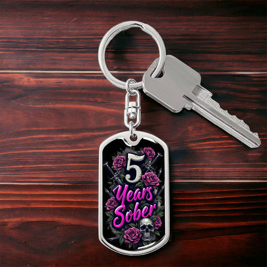 5 Years Sober Keychain  - Personalization for Recovery Milestones