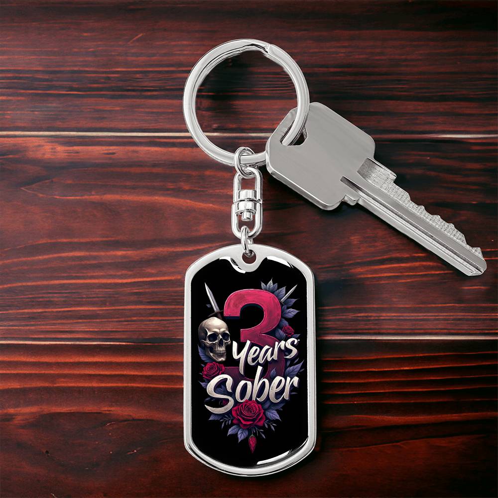 3 Years Sober Keychain - Personalized Recovery Gift with Engraving