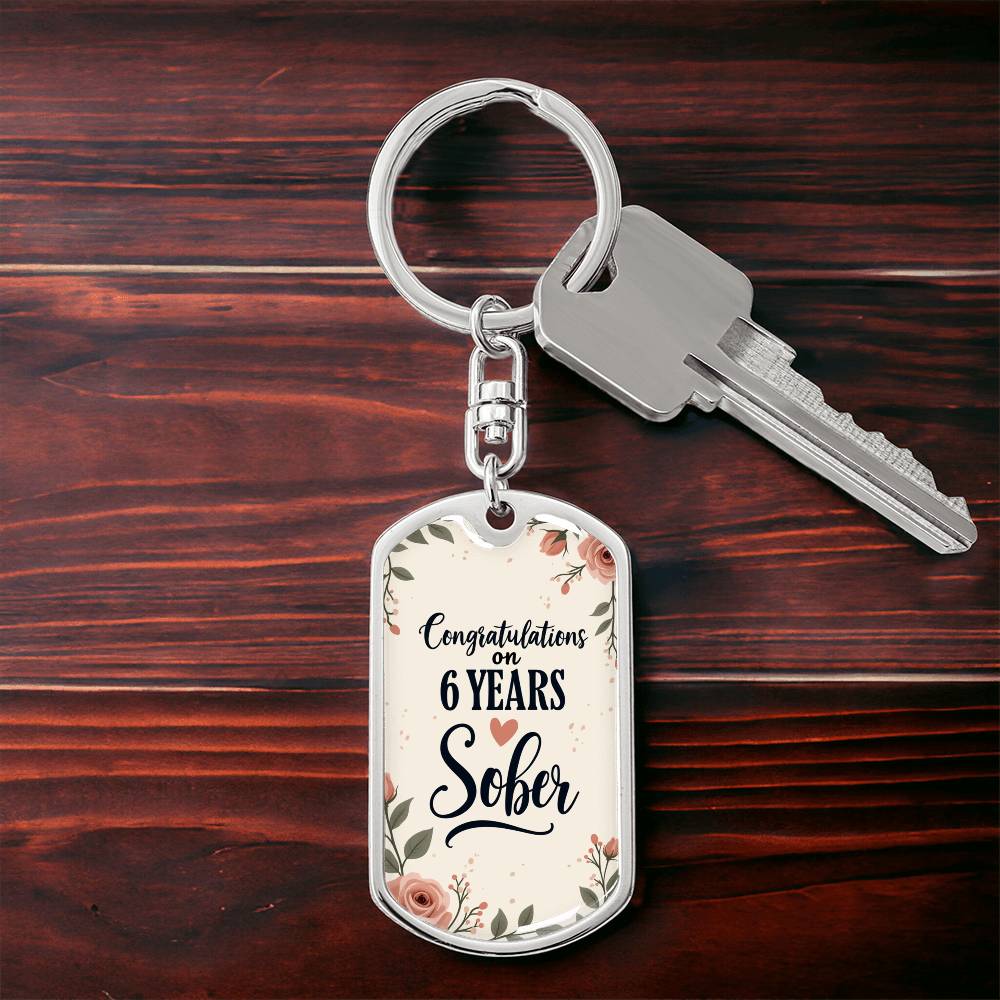 6 Year Sobriety Keychain | Congratulations on Six Years Sober