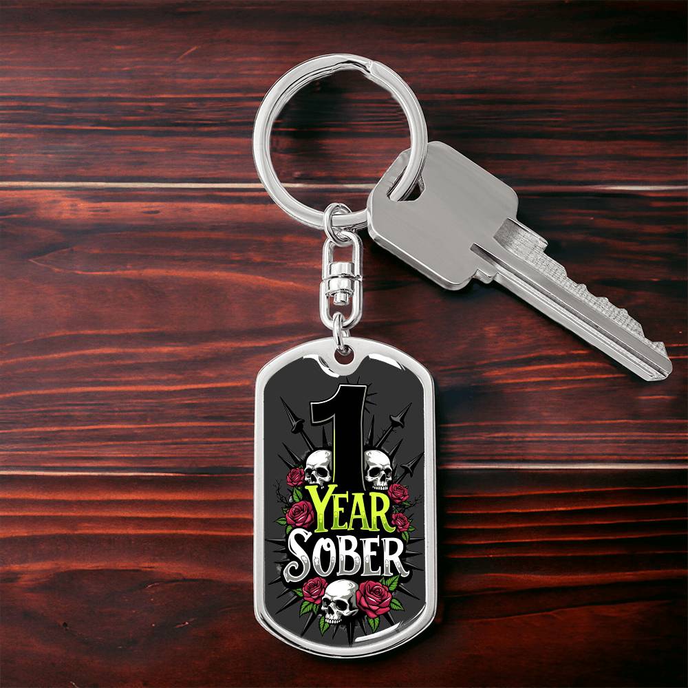 1 Years Sober Keychain  - Personalization for Recovery Milestones