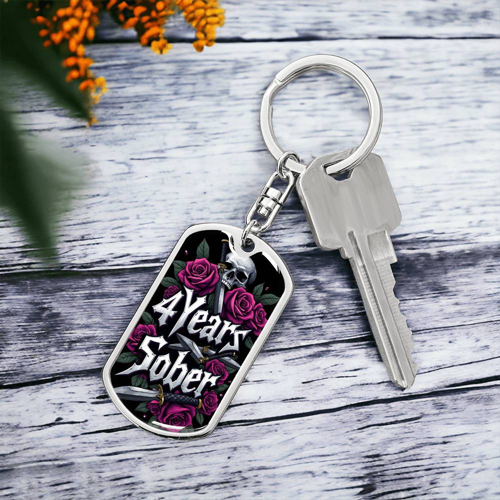 4 Years Sober Keychain - Personalized Recovery Gift with Engraving