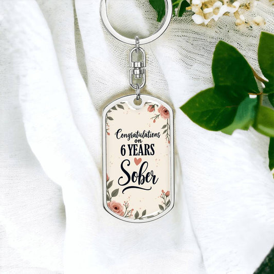 6 Year Sobriety Keychain | Congratulations on Six Years Sober