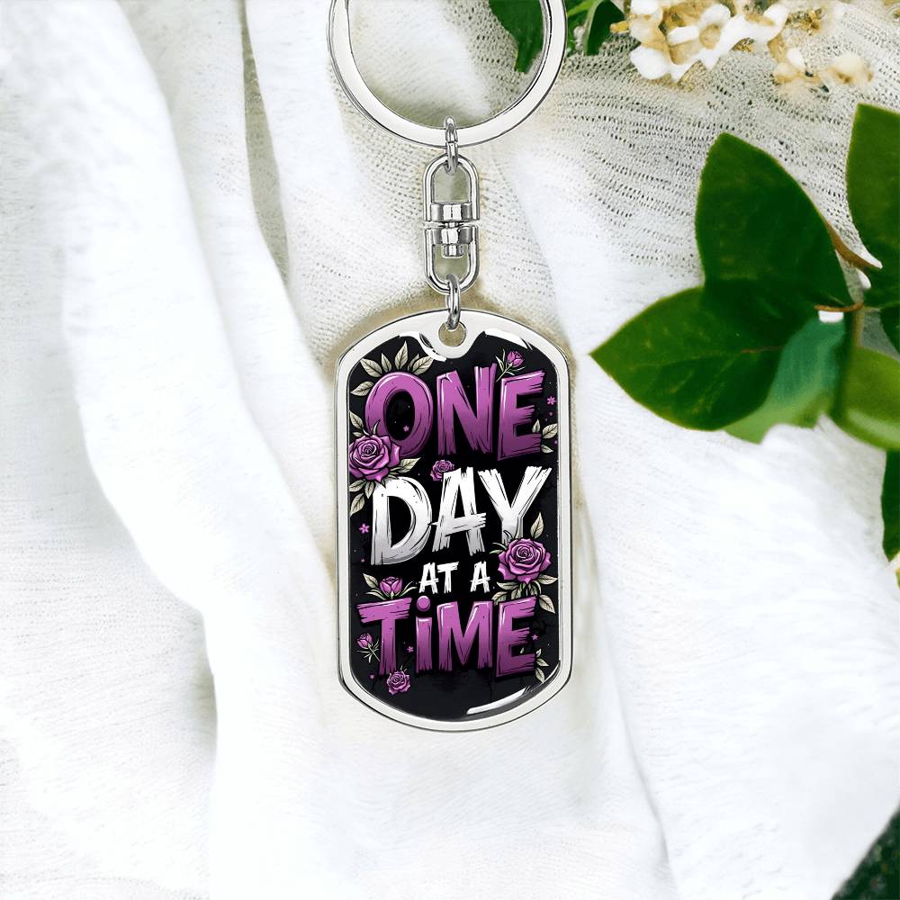 One Day at a Time Custom Keychain | Sober Gift for Celebrating Recovery Milestones