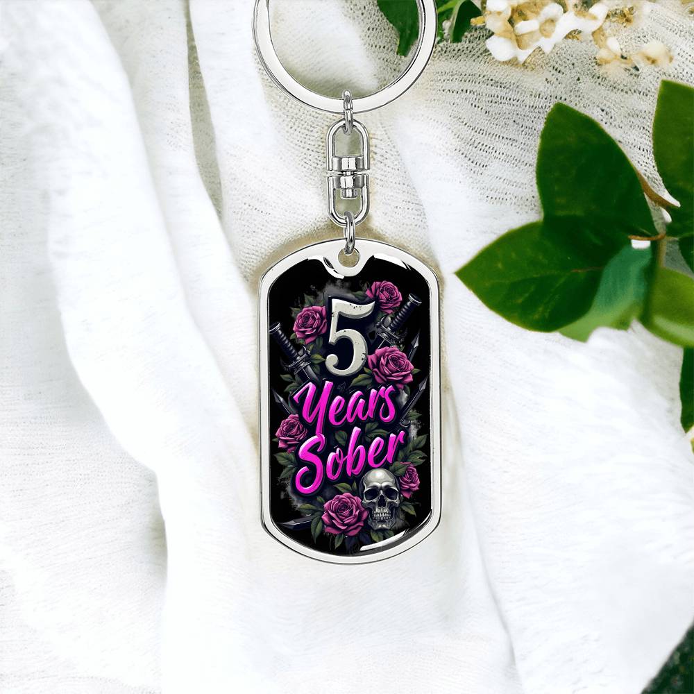 5 Years Sober Keychain  - Personalization for Recovery Milestones