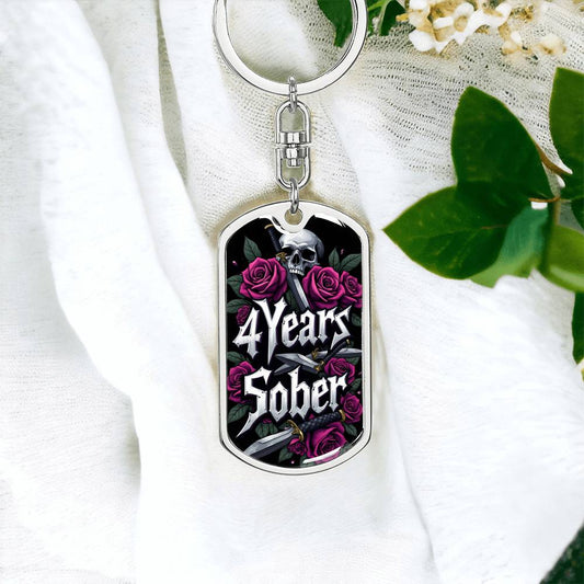 4 Years Sober Keychain - Personalized Recovery Gift with Engraving