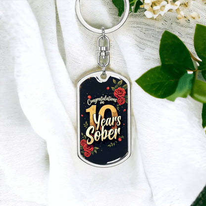 10 Year Sobriety Keychain Gift