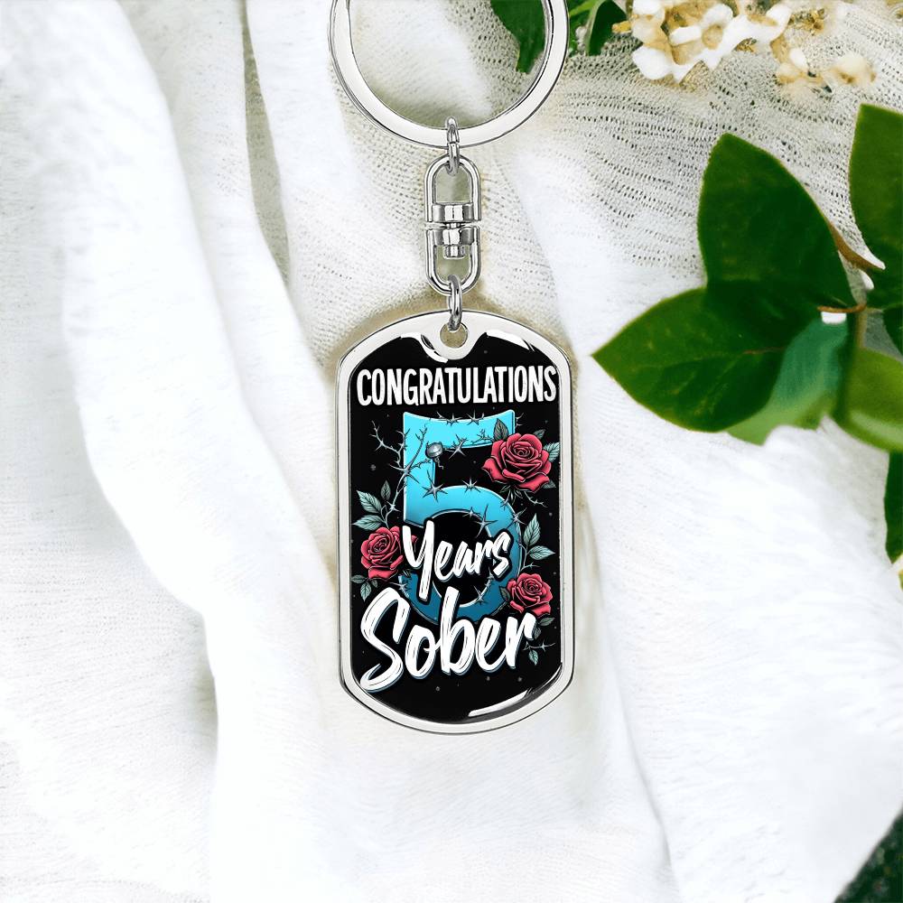 5 Years Sober Keychain ~ Sobriety Milestone Gift