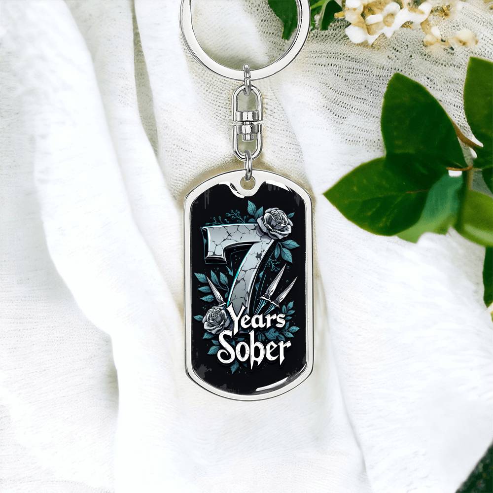 Congratulations on 7 Years Sober Keychain