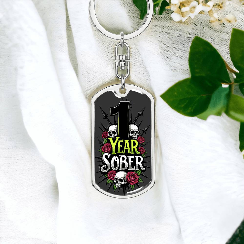 1 Years Sober Keychain  - Personalization for Recovery Milestones