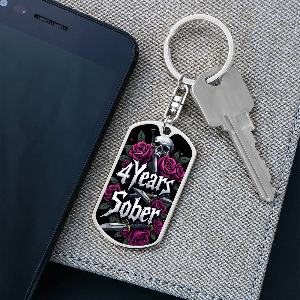 4 Years Sober Keychain - Personalized Recovery Gift with Engraving