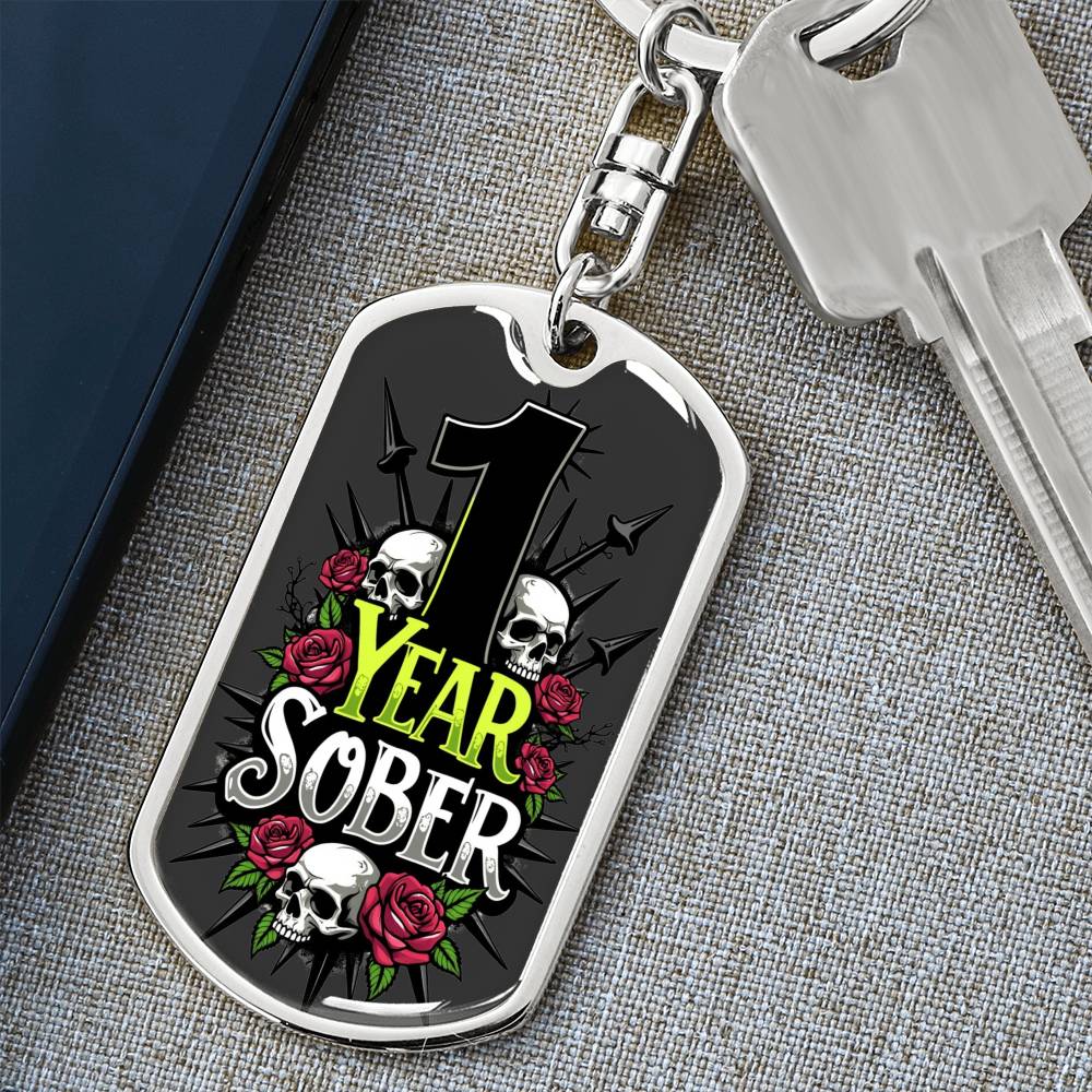 1 Years Sober Keychain  - Personalization for Recovery Milestones