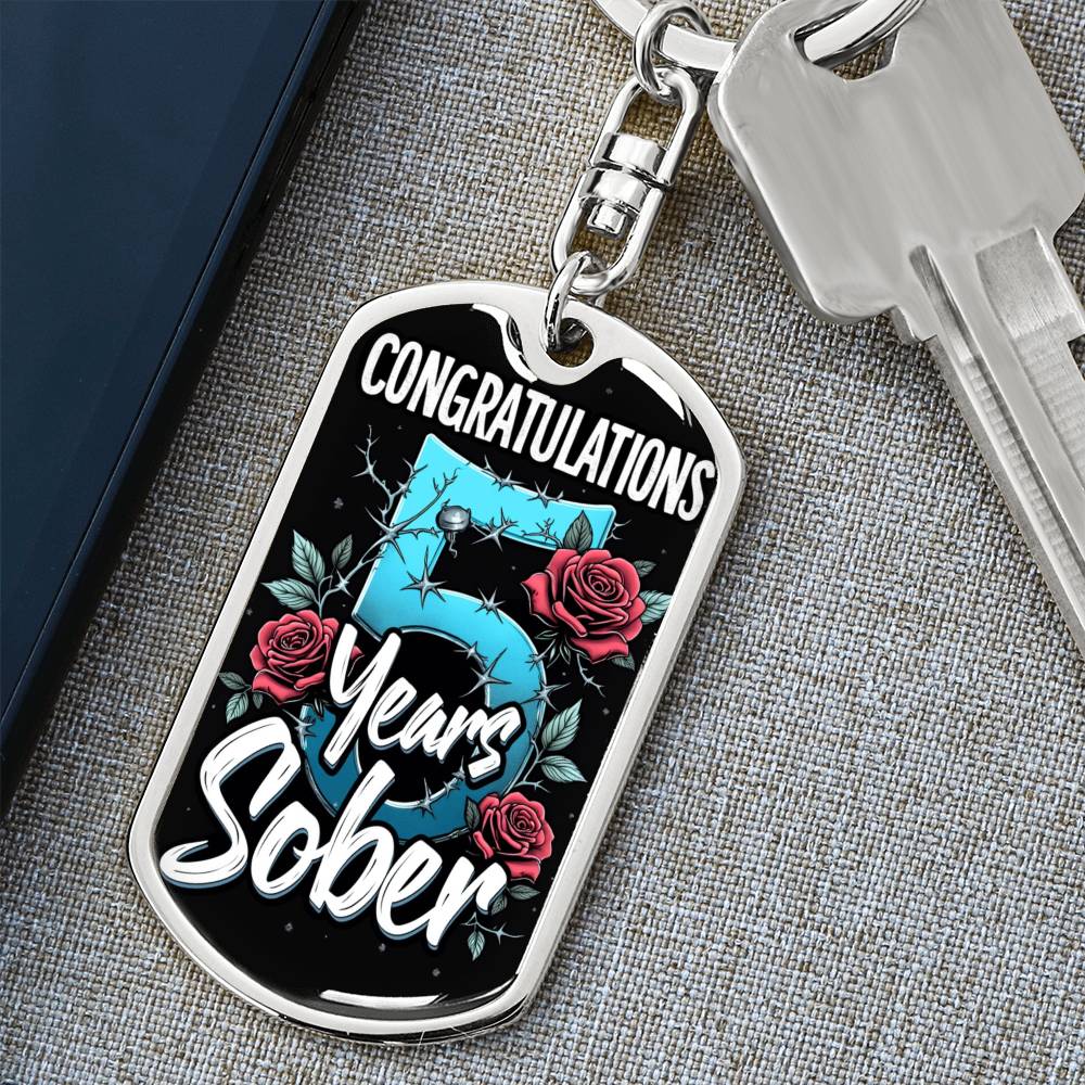 5 Years Sober Keychain ~ Sobriety Milestone Gift