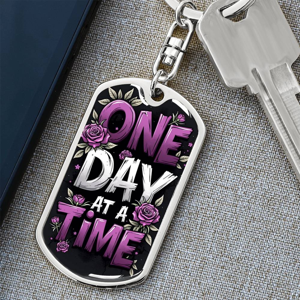 One Day at a Time Custom Keychain | Sober Gift for Celebrating Recovery Milestones