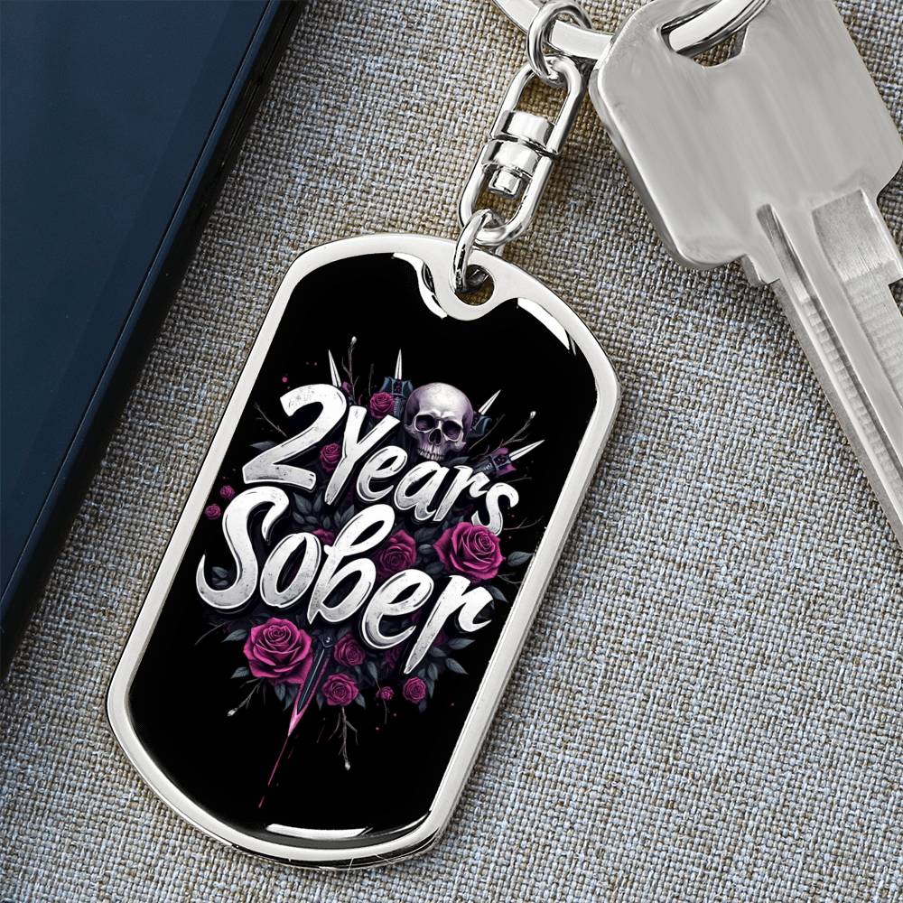 Custom 2 Years Sober Keychain - Edgy Design with Personalization for Recovery Milestones