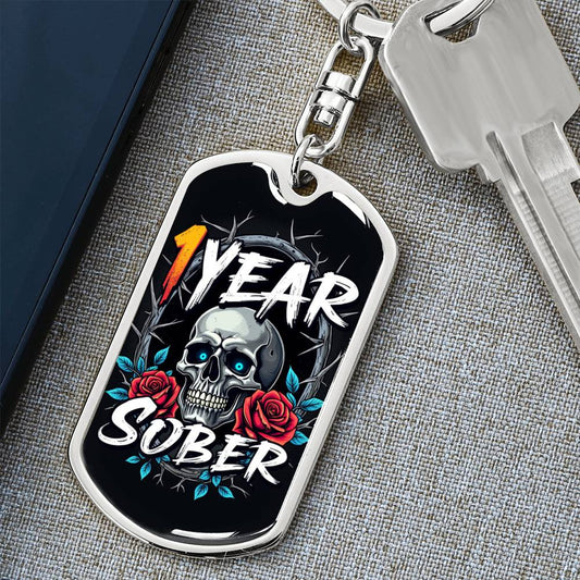 Custom 1 Year Sober Keychain - Sobriety Milestone Gift for Recovery For Alcoholics Anonymous