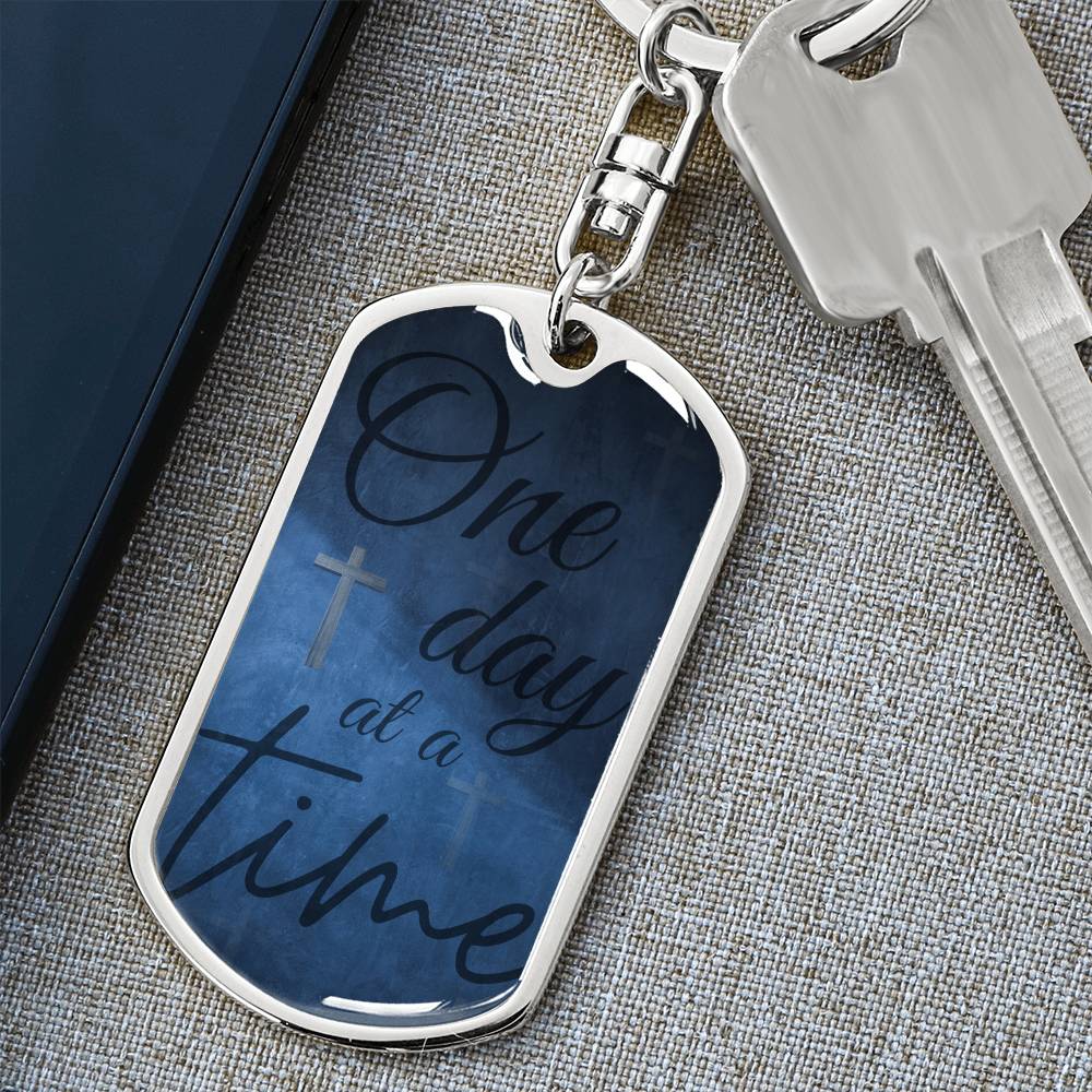 One Day at a Time Keychain – Personalized Sobriety Gift with Custom Engraving