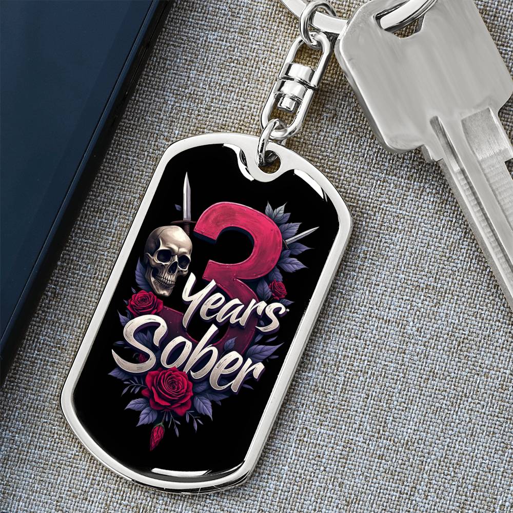 3 Years Sober Keychain - Personalized Recovery Gift with Engraving