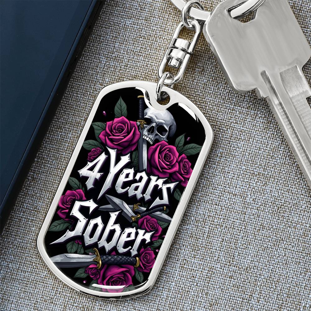 4 Years Sober Keychain - Personalized Recovery Gift with Engraving