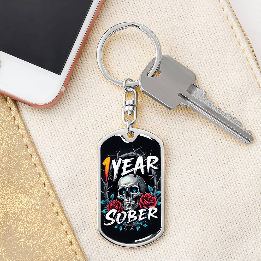 Custom 1 Year Sober Keychain - Sobriety Milestone Gift for Recovery For Alcoholics Anonymous