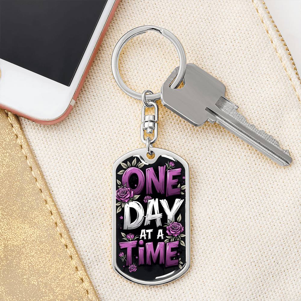 One Day at a Time Custom Keychain | Sober Gift for Celebrating Recovery Milestones