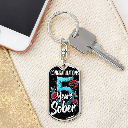 5 Years Sober Keychain ~ Sobriety Milestone Gift