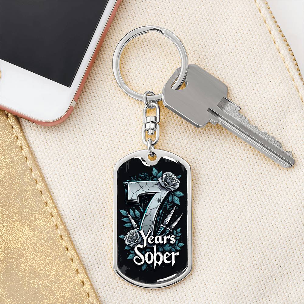 Congratulations on 7 Years Sober Keychain