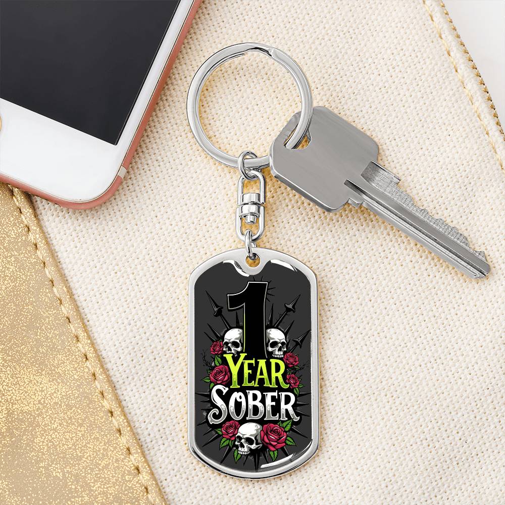 1 Years Sober Keychain  - Personalization for Recovery Milestones