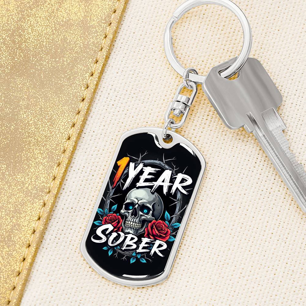 Custom 1 Year Sober Keychain - Sobriety Milestone Gift for Recovery For Alcoholics Anonymous