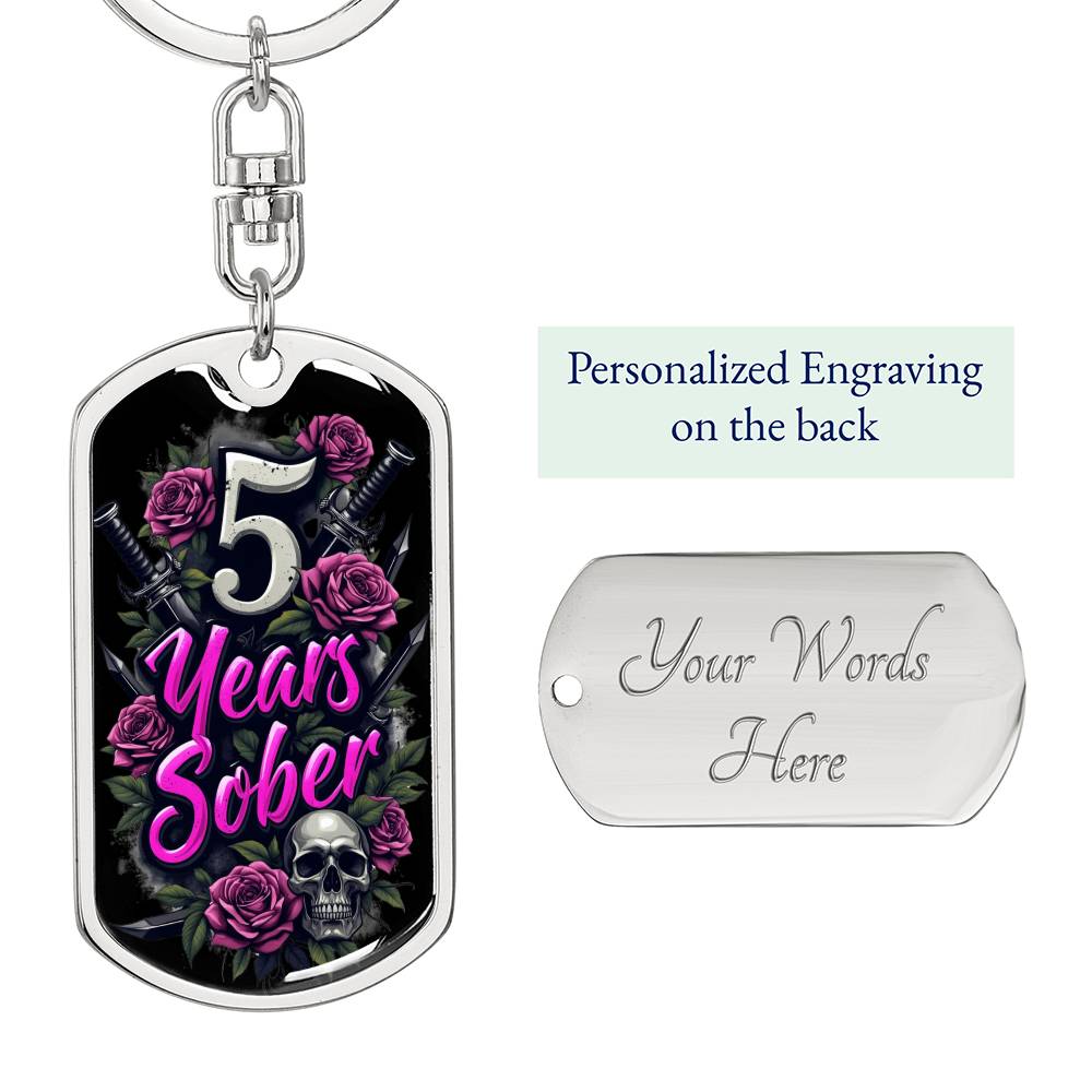 5 Years Sober Keychain  - Personalization for Recovery Milestones