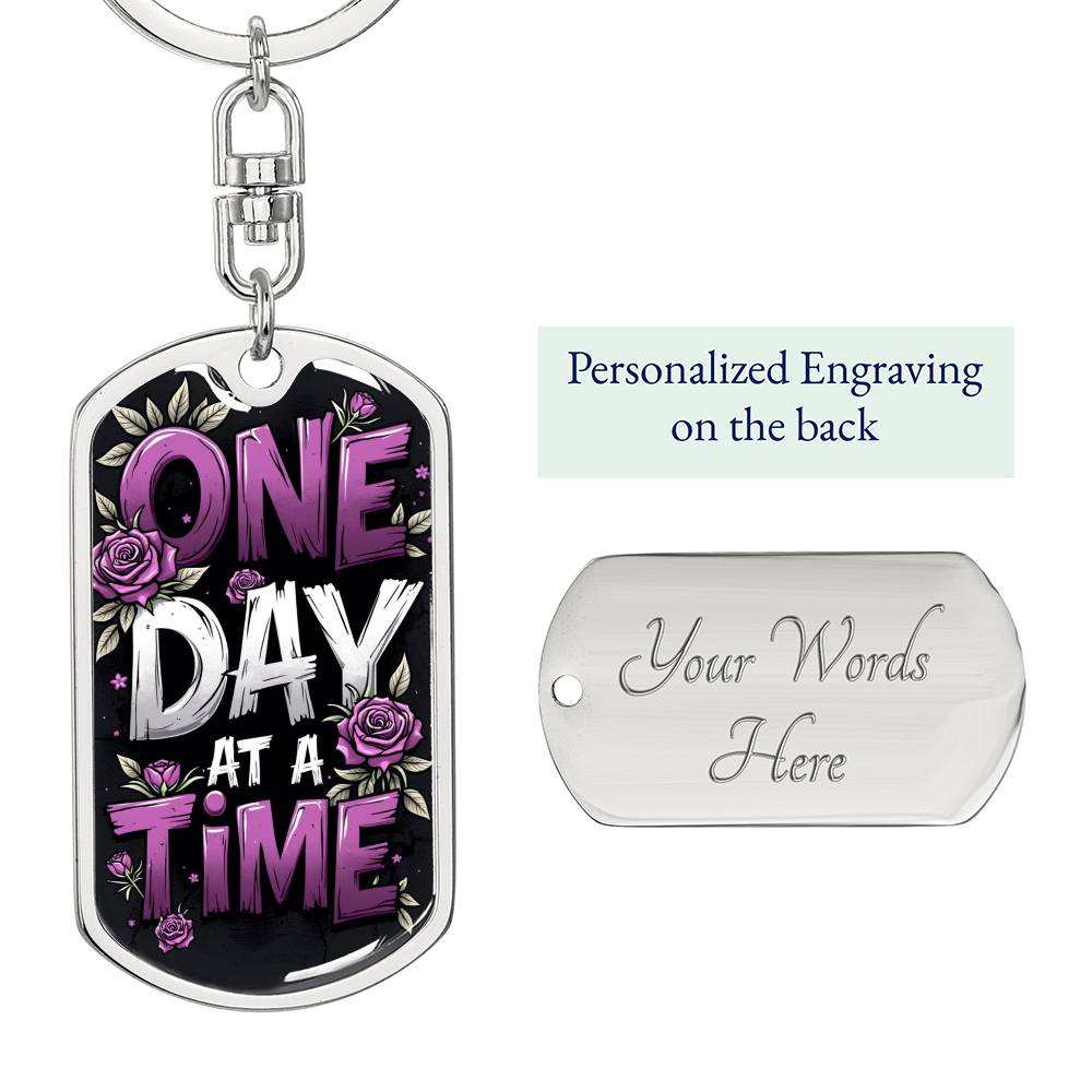 One Day at a Time Custom Keychain | Sober Gift for Celebrating Recovery Milestones